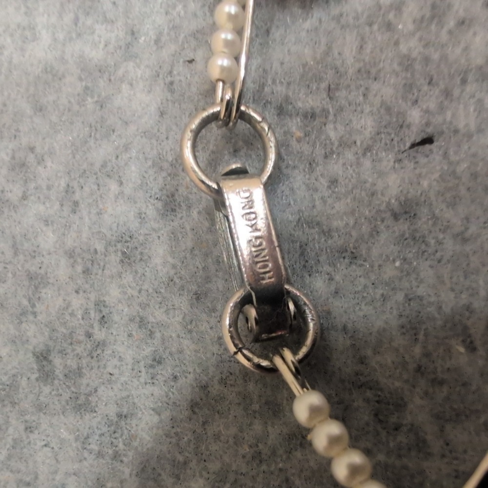 Handmade Star Pendant Necklace Safety Pin Pearl Beads Silver Tone - Picture 6 of 6